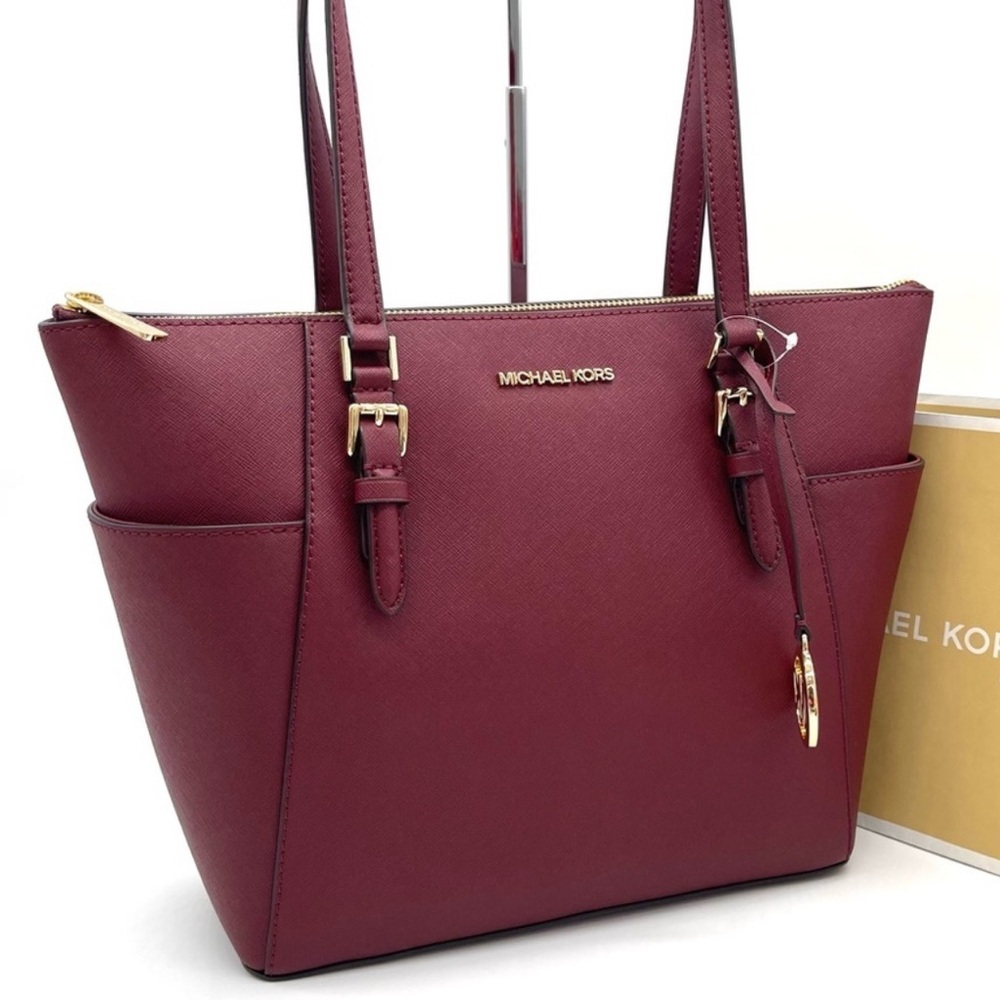 Michael Kors Large Charlotte Tote Bag Dark Cherry